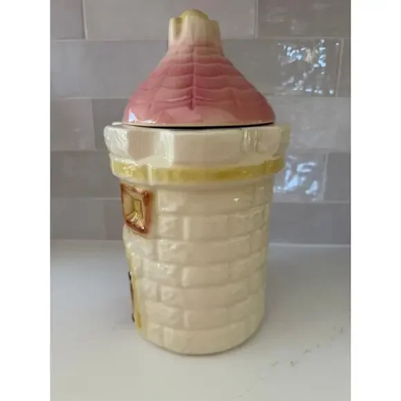 ヴィンテージ　クッキージャー　CARDINAL USA 1940 1950 Vintage Collectible Bisque Cardinal China Castle Tower Cookie Jar 保存容器・ケース